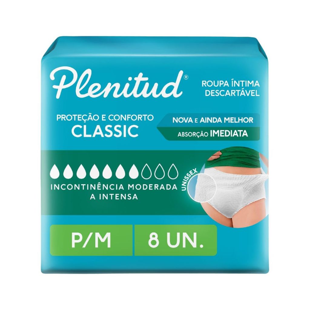 Roupa Íntima Descartável Plenitud Classic Incontinência Intensa P/M Com 8 Un Roupa Íntima Descartável Plenitud Classic Incontinência Intensa P/M Com 8 Un