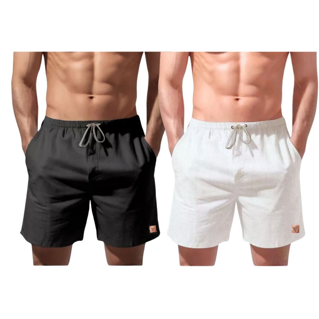 Kit 2 Shorts em Linho Bermuda Masculino Premium Mauricinho Social Casual Moda Praia verão Brim Fresquinho Kit 2 Shorts em Linho Bermuda Masculino Premium Mauricinho Social Casual Moda Praia verão Brim Fresquinho