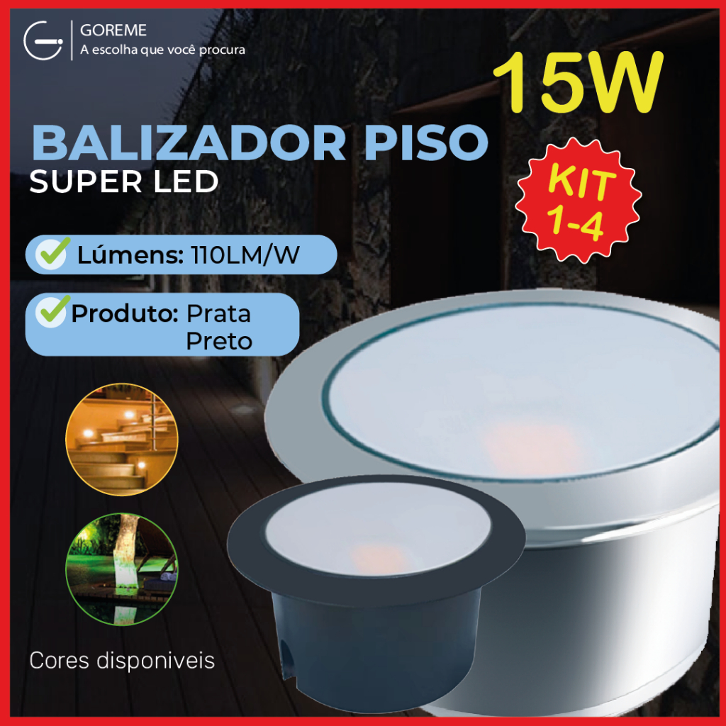 Balizador Spot LED Embutir Chão Piso Jardim 15W Luz Quente e Verde IP65 Bivolt 60Hz Balizador Spot LED Embutir Chão Piso Jardim 15W Luz Quente e Verde IP65 Bivolt 60Hz