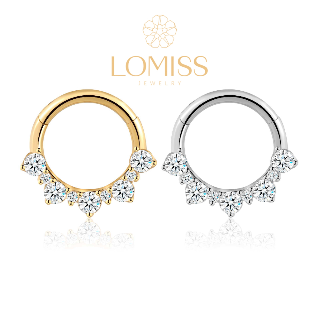 LOMISS Piercing Helix Conch Argola Aço Cirúrgico Pvd Detalhe Zircônia Orelha Nariz Daith LOMISS Piercing Helix Conch Argola Aço Cirúrgico Pvd Detalhe Zircônia Orelha Nariz Daith