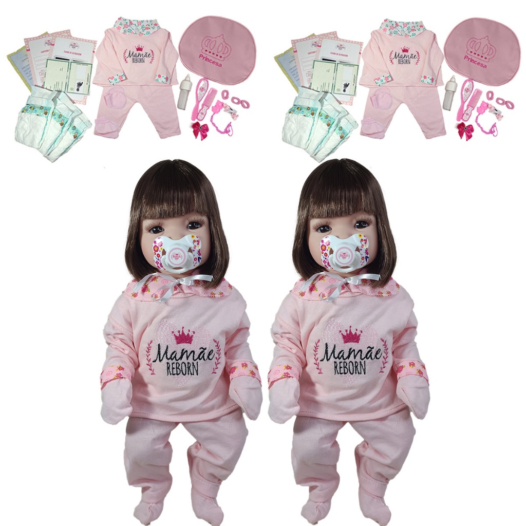 2 Bebes Reborn Gemeas Meninas Bolsa Acessórios – 48cm!