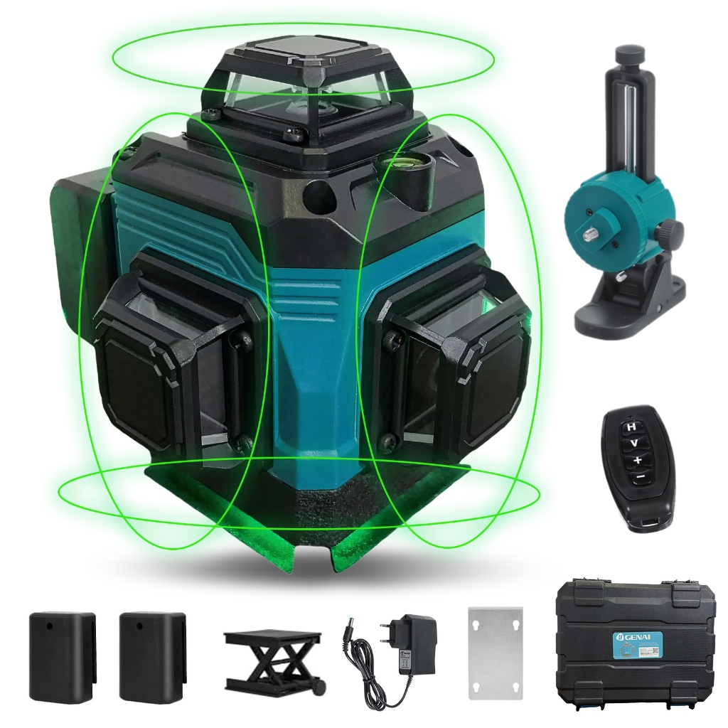 Laser Recarregável Nível 360 ° Nivelador De Linhas Auto-Nivelamento Verde Vertical & Horizontal Cruz 16 Laser Recarregável Nível 360 ° Nivelador De Linhas Auto-Nivelamento Verde Vertical & Horizontal Cruz 16