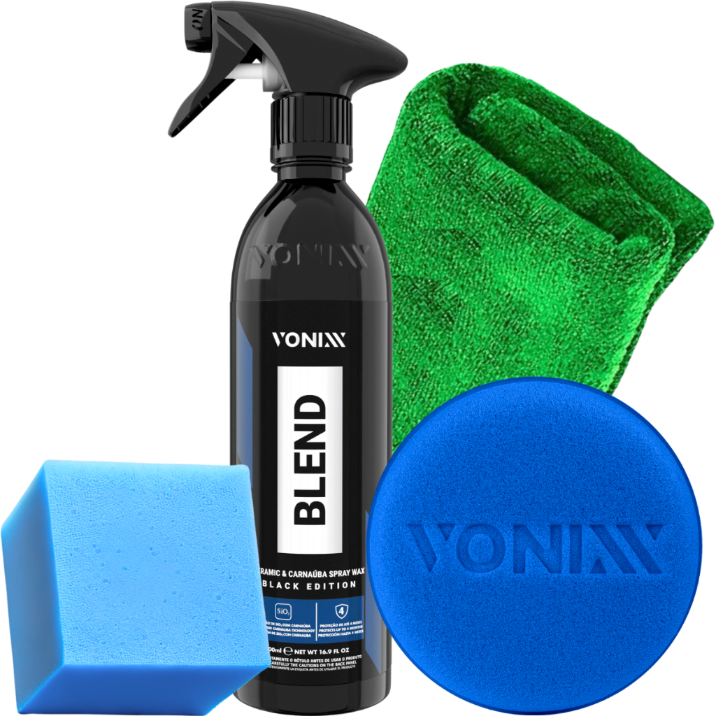 Cera Automotiva Blend Black Spray para Carros Pretos Vonixx Pano Aplicador Cera Automotiva Blend Black Spray para Carros Pretos Vonixx Pano Aplicador