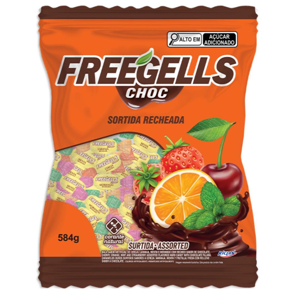 Balas Sortida Recheada Chocolate 475g Freegells Balas Sortida Recheada Chocolate 475g Freegells