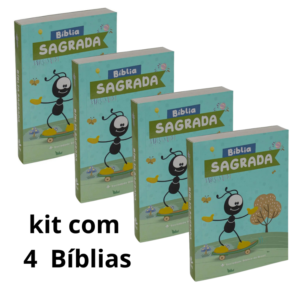 Kit com 4 Bíblias Sagrada Smilinguido NTLH | Brochura | Azul e Verde Kit com 4 Bíblias Sagrada Smilinguido NTLH | Brochura | Azul e Verde