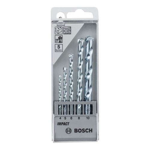 Jogo 5 Brocas Concreto Encaixe Cilíndrico 4-5-6-8-10mm Bosch Jogo 5 Brocas Concreto Encaixe Cilíndrico 4-5-6-8-10mm Bosch
