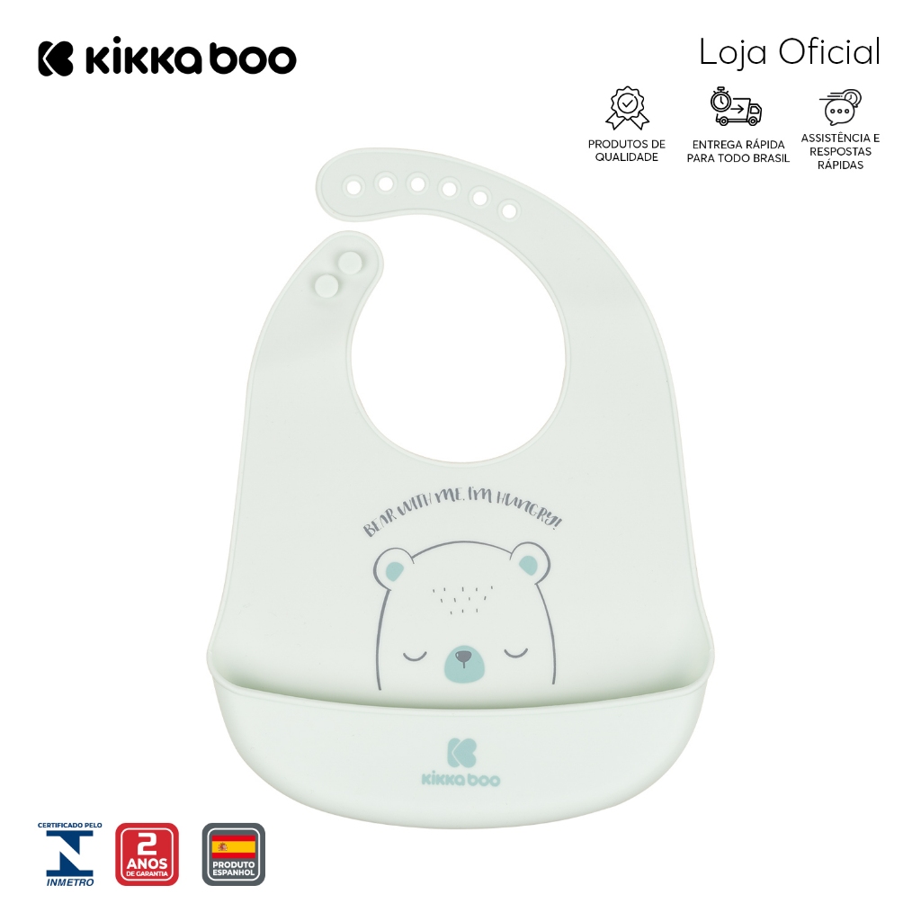 Babador de Silicone Bear Mint KikkaBoo Babador de Silicone Bear Mint KikkaBoo