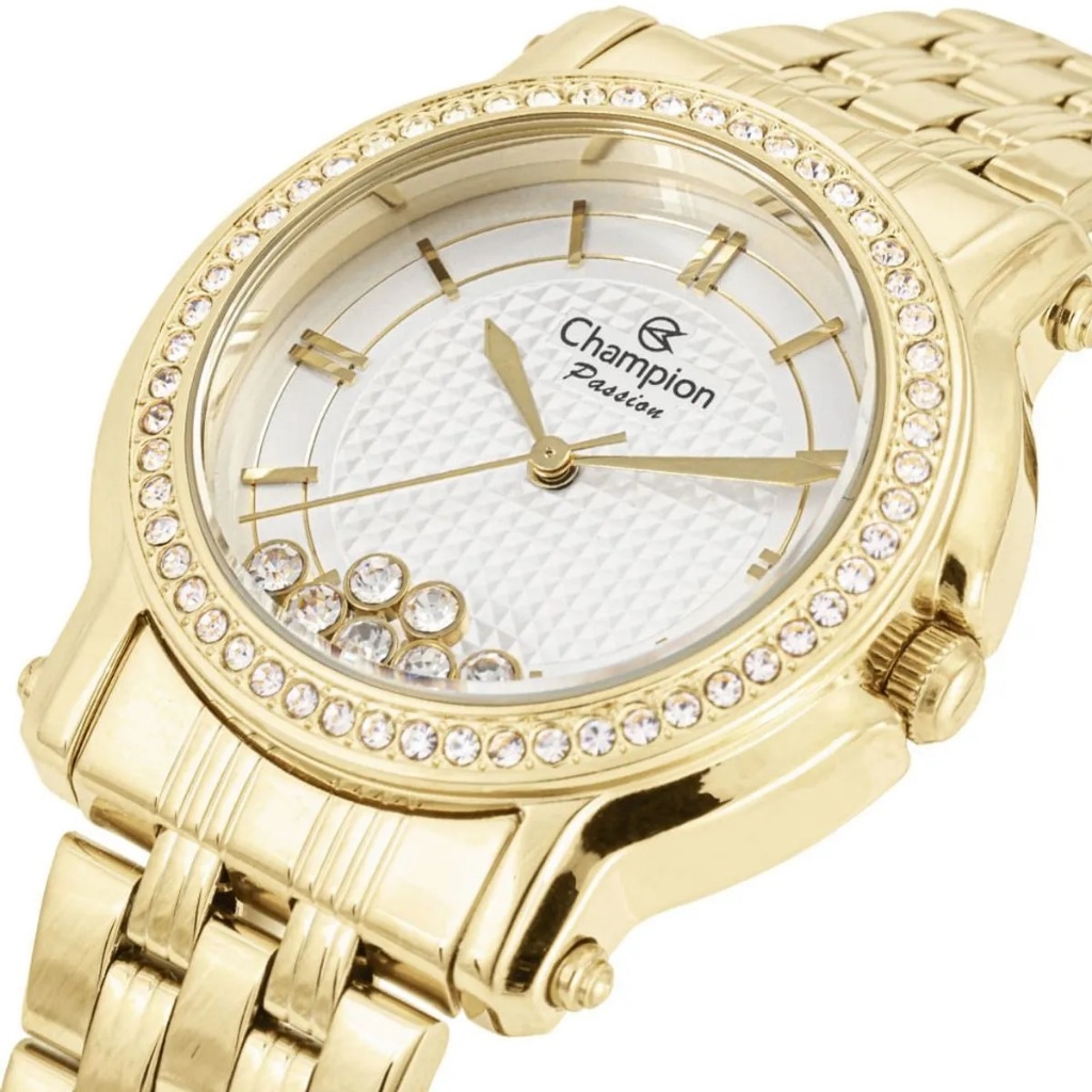 Relógio Feminino Champion Dourado Com Strass Pedras Original CN29785W Presente mae, namorada, esposa Relógio Feminino Champion Dourado Com Strass Pedras Original CN29785W Presente mae, namorada, esposa
