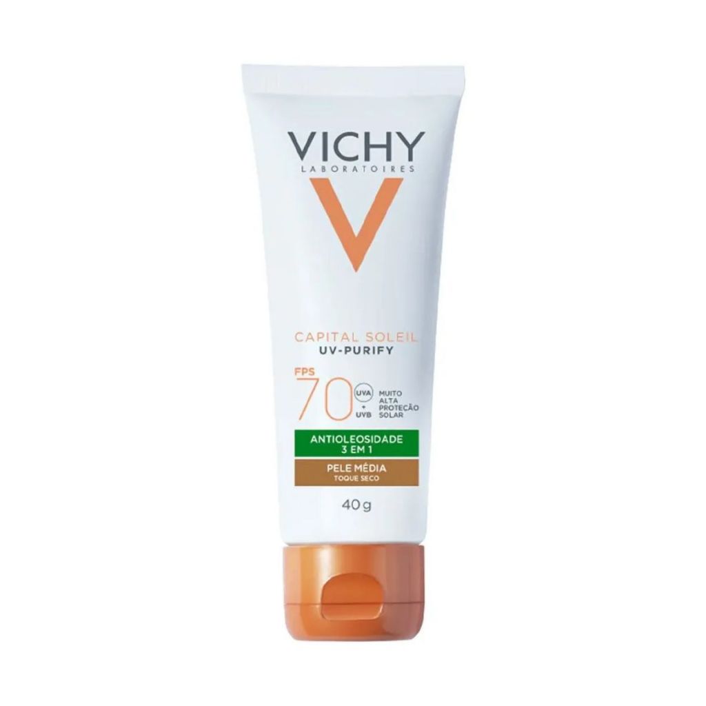 Protetor Solar Facial Vichy Capital Soleil UV-Purify FPS70 Pele Média Com 40g Protetor Solar Facial Vichy Capital Soleil UV-Purify FPS70 Pele Média Com 40g