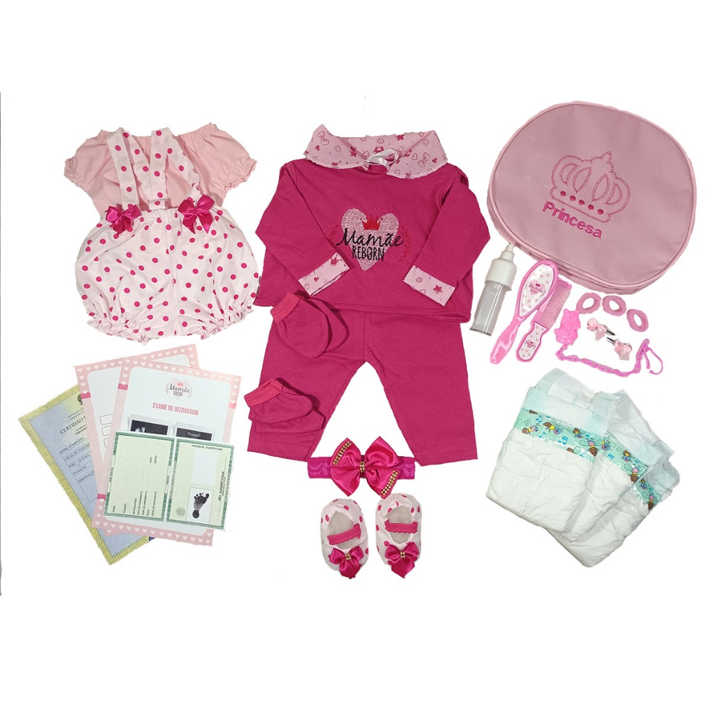 Kit Roupas Boneca Bebê Reborn Realista – 25 Acessórios – Veste de 45 a 50cm! Kit Roupas Boneca Bebê Reborn Realista – 25 Acessórios – Veste de 45 a 50cm!