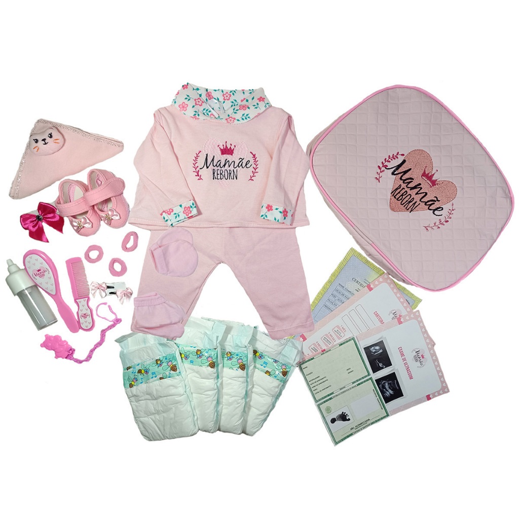 Enxoval Bebê Reborn Realista – 25 Acessórios – Veste de 45 a 50cm! Enxoval Bebê Reborn Realista – 25 Acessórios – Veste de 45 a 50cm!
