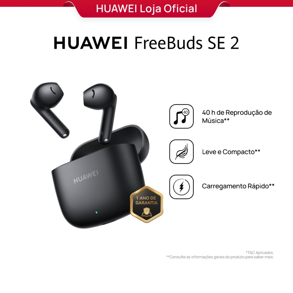 HUAWEI FreeBuds SE 2 | Fone de Ouvido Sem Fio | Até 40 Horas de Bateria | Compacto e Confortável HUAWEI FreeBuds SE 2 | Fone de Ouvido Sem Fio | Até 40 Horas de Bateria | Compacto e Confortável