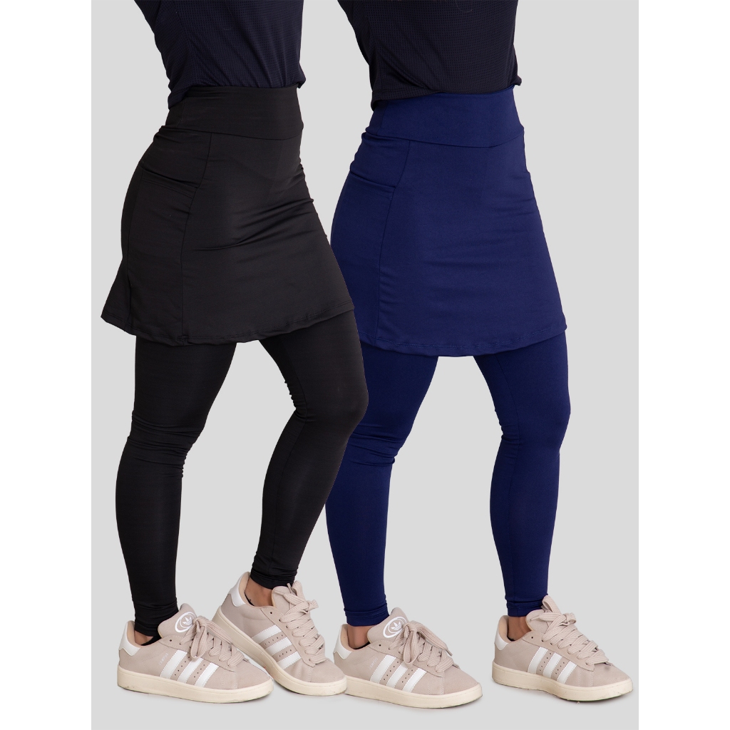 Kit com 2 Leggings Saia Femininas Evangelica com Bolsos Yoga Fitness Kit com 2 Leggings Saia Femininas Evangelica com Bolsos Yoga Fitness