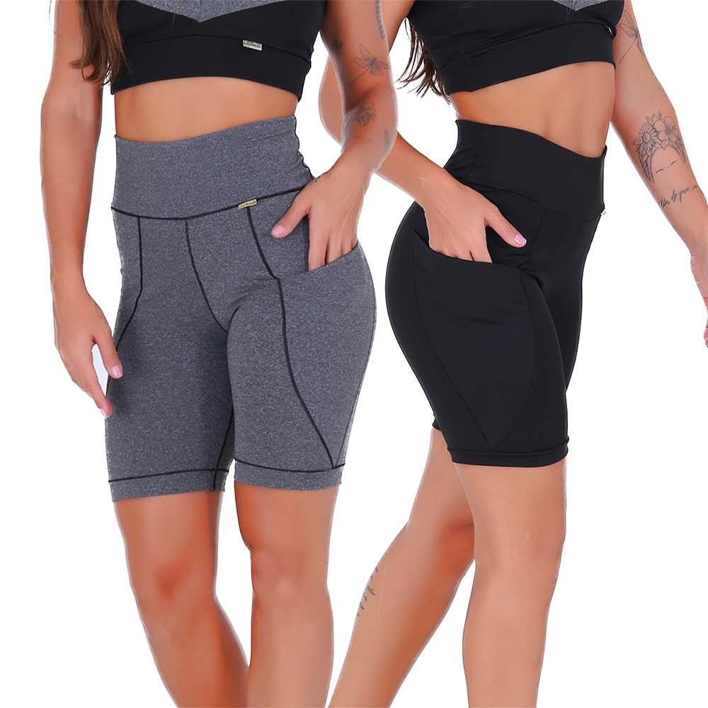 KIT 2 Bermudas Fitness Short Legging com Bolso Play KIT 2 Bermudas Fitness Short Legging com Bolso Play
