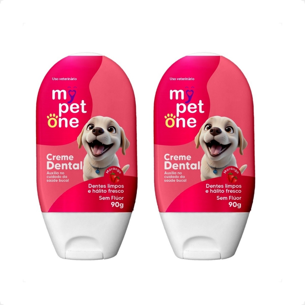 Kit 2 Creme Dental Sabor Morango Mypetone – 90g Kit 2 Creme Dental Sabor Morango Mypetone – 90g