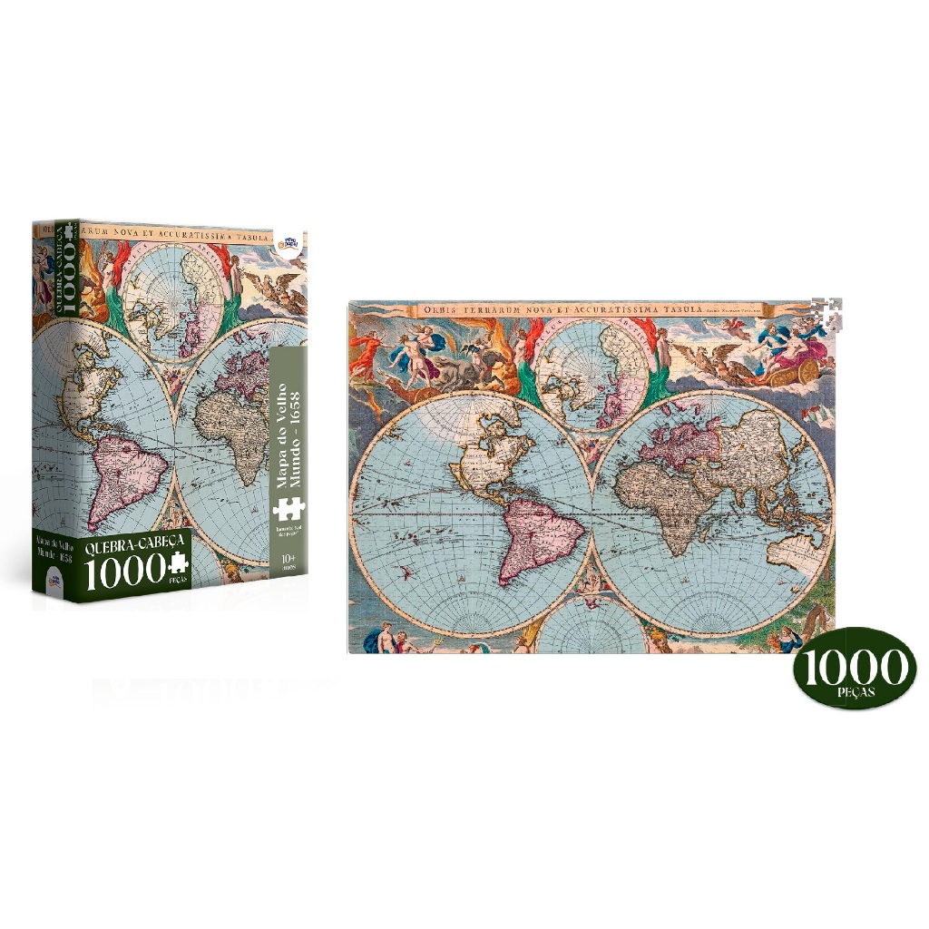Quebra Cabeça Mapa do Velho Mundo 1000 Peças – Toyster 8090