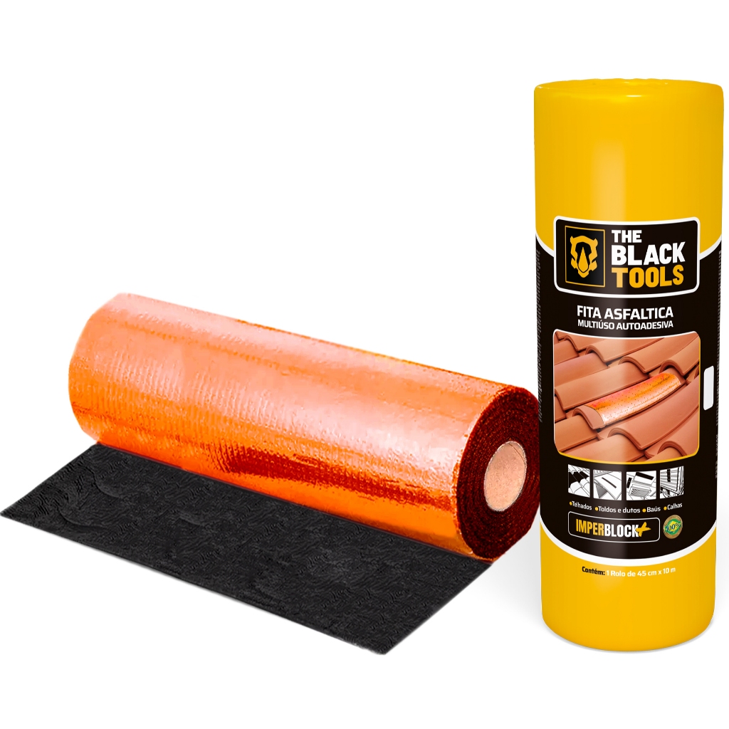 Fita Asfáltica Adesiva Vedatudo Terracota Imperblock Rolo 45cm X 10m Alumínio The Black Tools Fita Asfáltica Adesiva Vedatudo Terracota Imperblock Rolo 45cm X 10m Alumínio The Black Tools