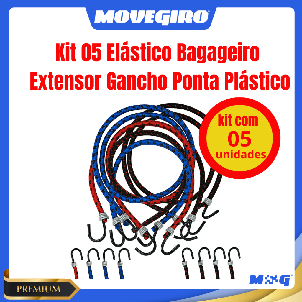 Kit 5 Corda Elástica Com Gancho Metal Extensor 1,5metros Multiuso Bagageiro Moto/Bike – Move Giro Kit 5 Corda Elástica Com Gancho Metal Extensor 1,5metros Multiuso Bagageiro Moto/Bike – Move Giro