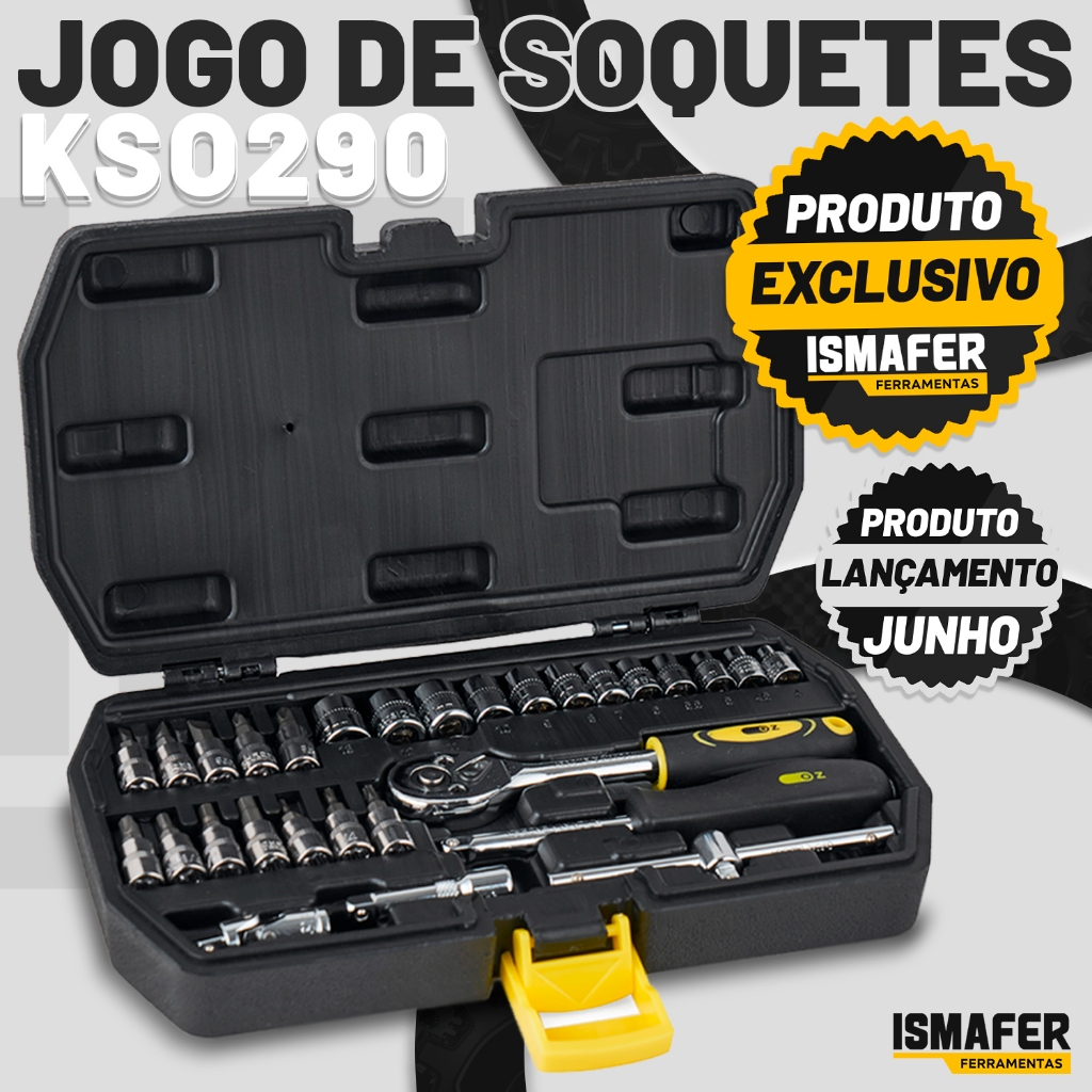 Jogo De Soquete Sextavado 29 Peças 1/4 Catraca Com Maleta Jogo De Soquete Sextavado 29 Peças 1/4 Catraca Com Maleta