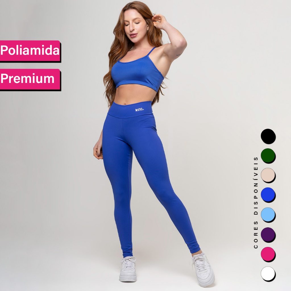 Conjunto Fitness Top Alça e Calça Legging Poliamida Premium Zero Transparência Cós Alto Academia Conjunto Fitness Top Alça e Calça Legging Poliamida Premium Zero Transparência Cós Alto Academia