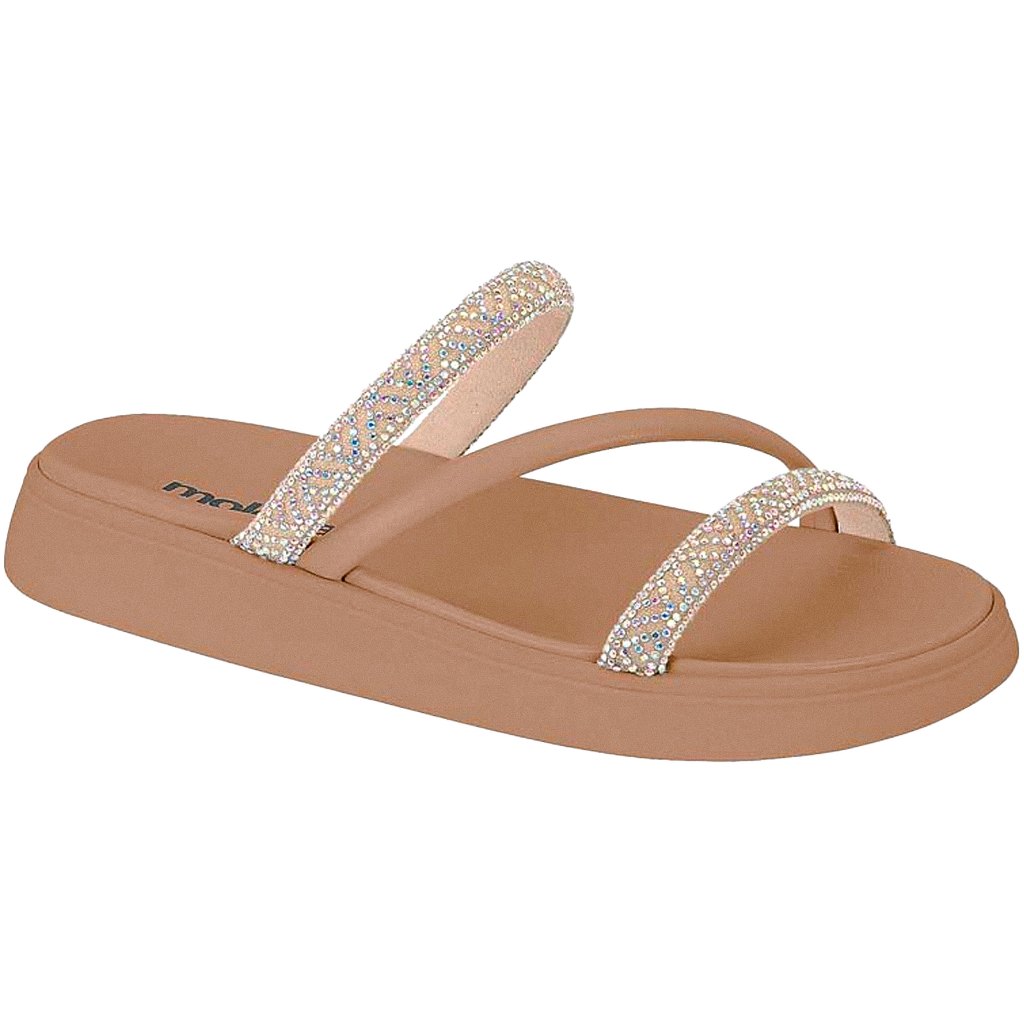 Sandália Feminina Papete Moleca Brilho Pedrinhas Strass Tendência Original Rasteirinha Moda Verão Sandália Feminina Papete Moleca Brilho Pedrinhas Strass Tendência Original Rasteirinha Moda Verão