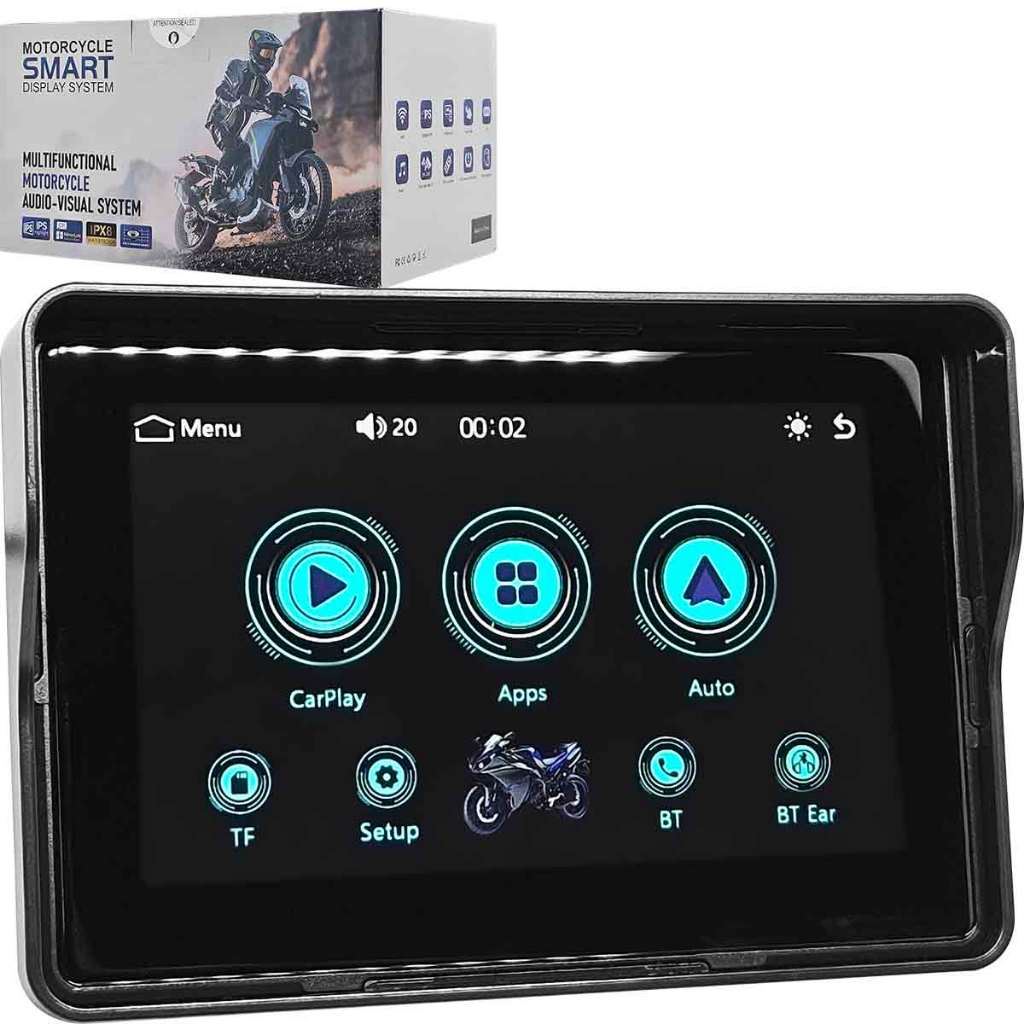 Central Multimídia Motocicleta Universal Android Auto Carplay Bluetooth USB SD First Option 528 Central Multimídia Motocicleta Universal Android Auto Carplay Bluetooth USB SD First Option 528