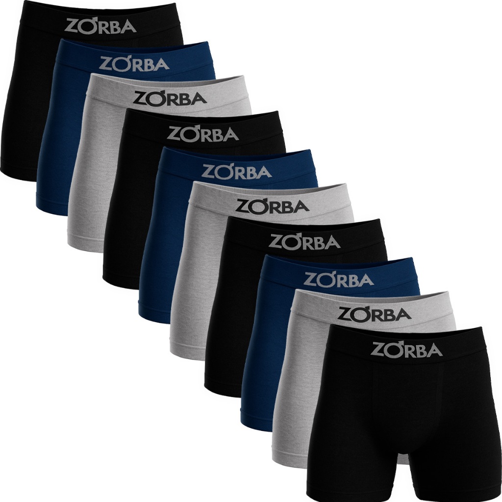 Kit 10 Cuecas Zorba Boxer Algodão Box Elástico Sem Costura Cueca Masculina Confortável Seamless 781 Kit 10 Cuecas Zorba Boxer Algodão Box Elástico Sem Costura Cueca Masculina Confortável Seamless 781