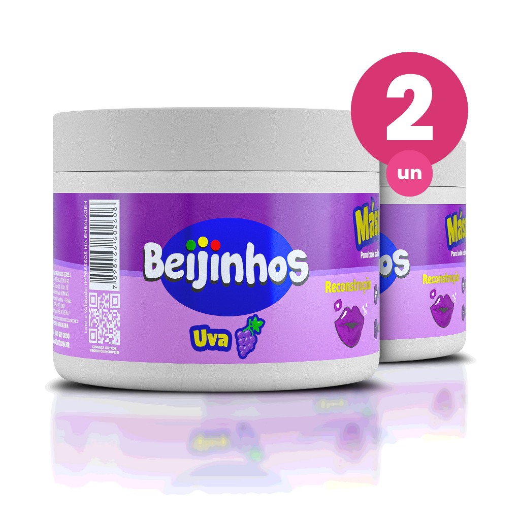 Kit 2 Máscara Capilar Hidratante Beijinhos Uva 300g Belkit Kit 2 Máscara Capilar Hidratante Beijinhos Uva 300g Belkit