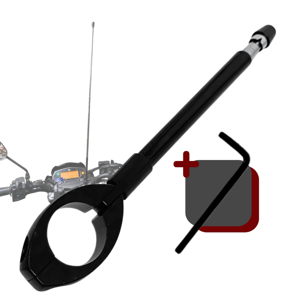 Antena Corta Pipa 6 Estagios Guidao 7/8 Preto Universal Inox