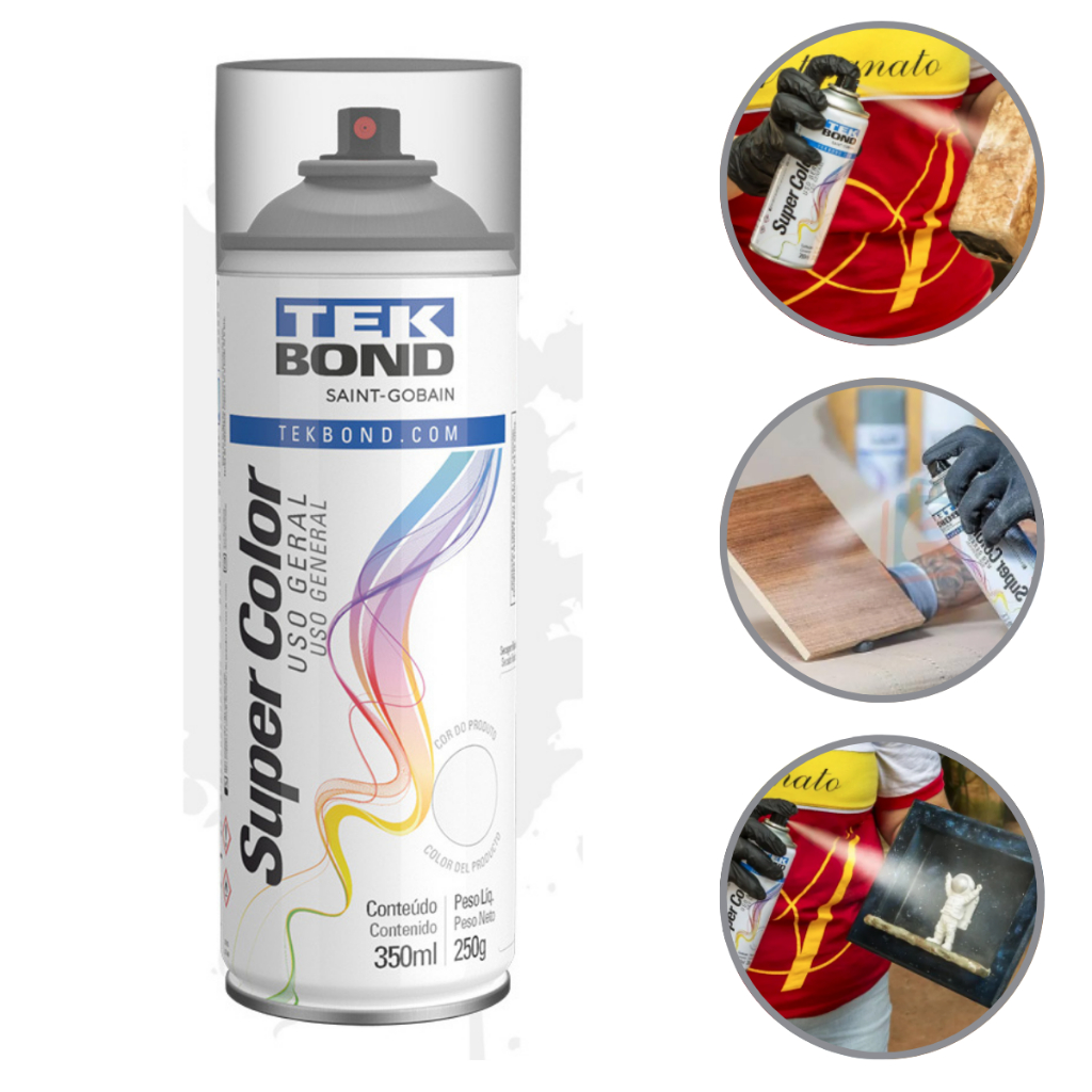 Tinta Spray Aerossol Super Color Verniz Fosco Tekbond Uso Geral 350ml 250g Tinta Spray Aerossol Super Color Verniz Fosco Tekbond Uso Geral 350ml 250g
