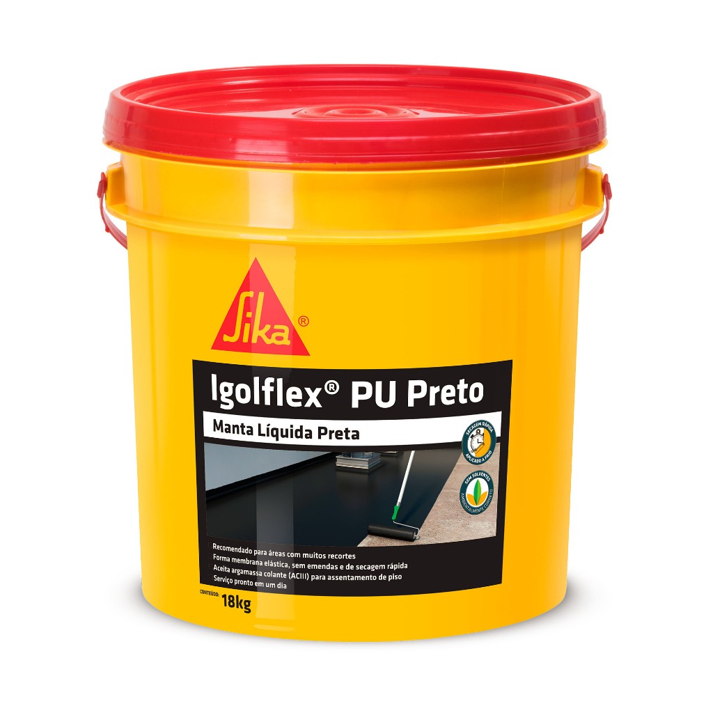 Manta Líquida Impermeabilizante para Lajes e Áreas Frias – Sika® Igolflex® PU Preto 18 kg – SIKA Manta Líquida Impermeabilizante para Lajes e Áreas Frias – Sika® Igolflex® PU Preto 18 kg – SIKA