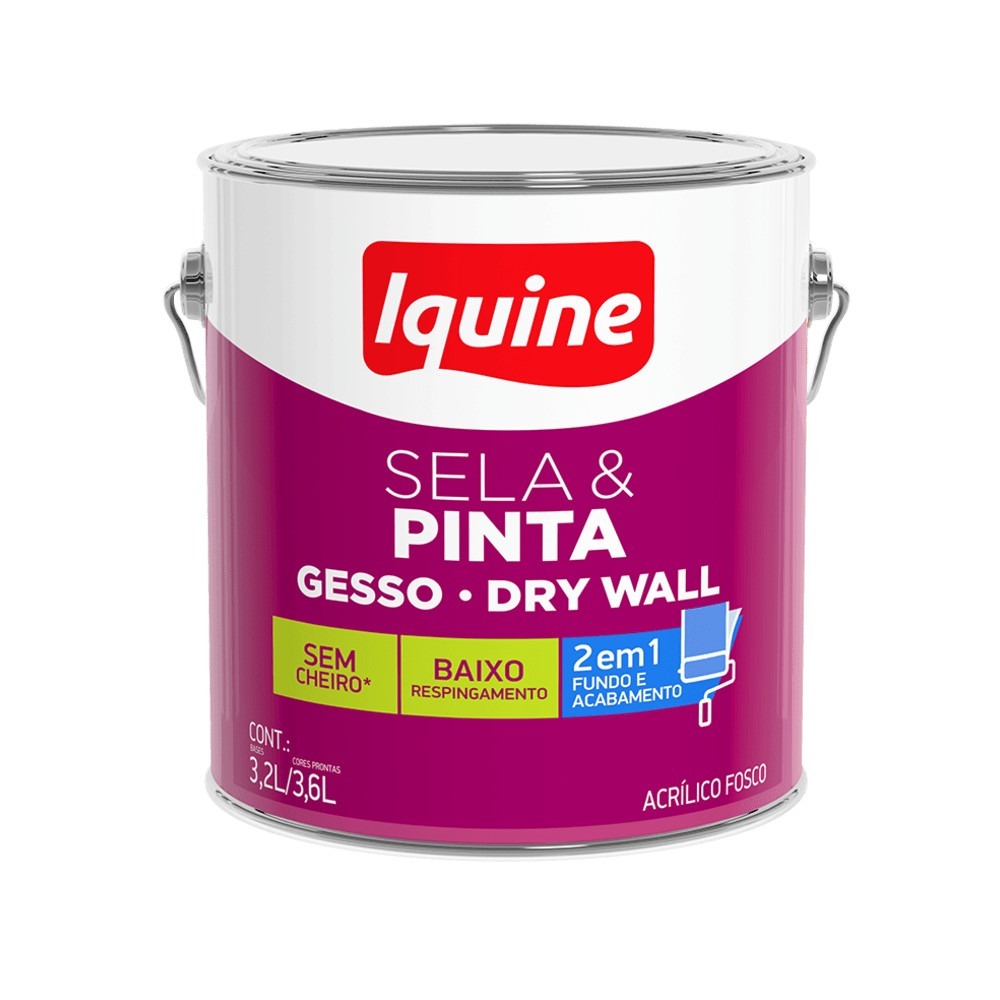 Tinta Acrilica Fosca Iquine Gesso Drywall Sela e Pinta 3,6L Tinta Acrilica Fosca Iquine Gesso Drywall Sela e Pinta 3,6L