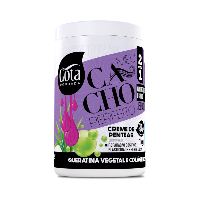 Creme de Pentear Meu Cacho Perfeito Gota Dourada – Queratina Vegetal e Colágeno Creme de Pentear Meu Cacho Perfeito Gota Dourada – Queratina Vegetal e Colágeno