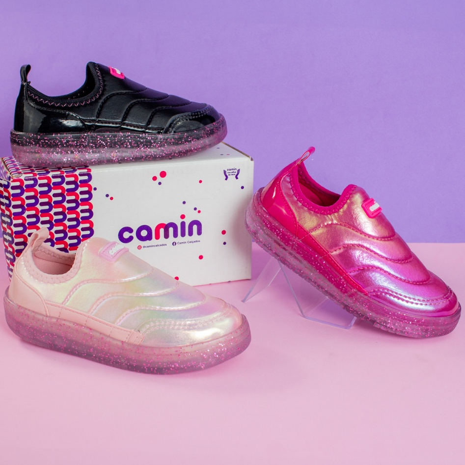 Tênis Infantil Led Criança Glitter Feminino Confortável Menina Promoção Original Camin Tênis Infantil Led Criança Glitter Feminino Confortável Menina Promoção Original Camin