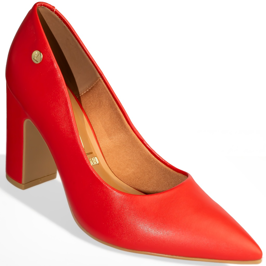 Sapato Scarpin Vizzano Salto Alto Bloco Confortável 1285 Vermelho Sapato Scarpin Vizzano Salto Alto Bloco Confortável 1285 Vermelho