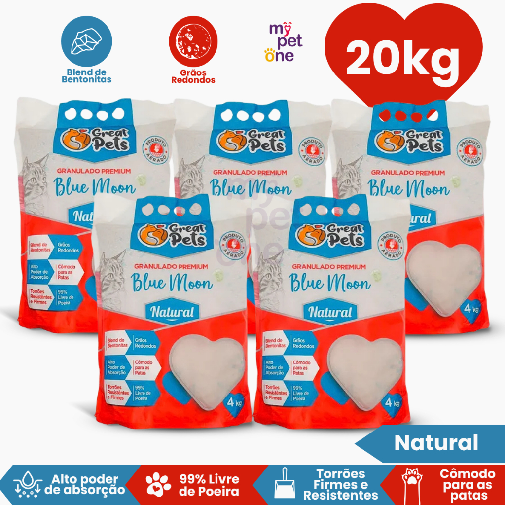 Kit 5 Areia Bentonita Esférica Premium Great Pets para Gatos – 4 Kg Kit 5 Areia Bentonita Esférica Premium Great Pets para Gatos – 4 Kg