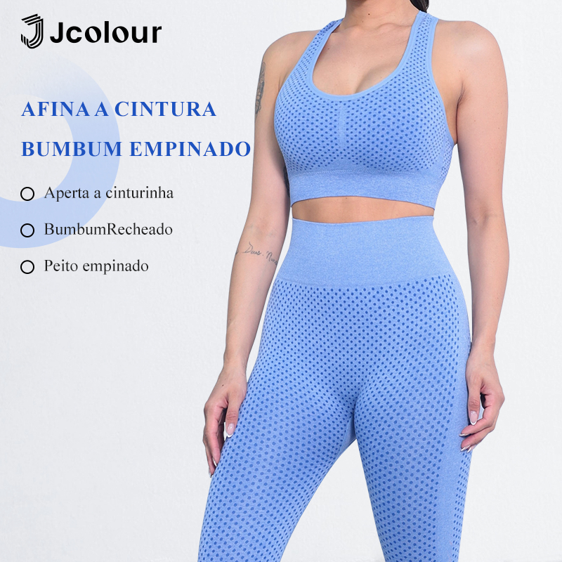 Jcolour Conjunto Esportivo Academia Feminina Top e Legging Cintura Alta Levanta Bumbum Jcolour Conjunto Esportivo Academia Feminina Top e Legging Cintura Alta Levanta Bumbum