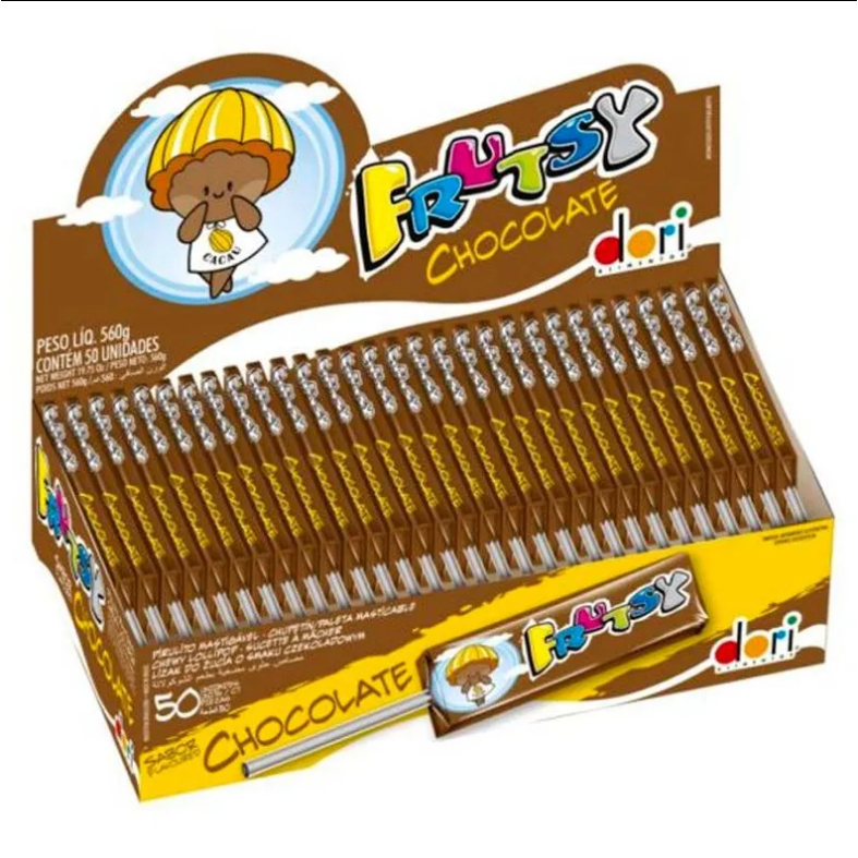 Pirulito Mastigável Frutsy Chocolate 10gr C/50 Unidades – Dori Pirulito Mastigável Frutsy Chocolate 10gr C/50 Unidades – Dori