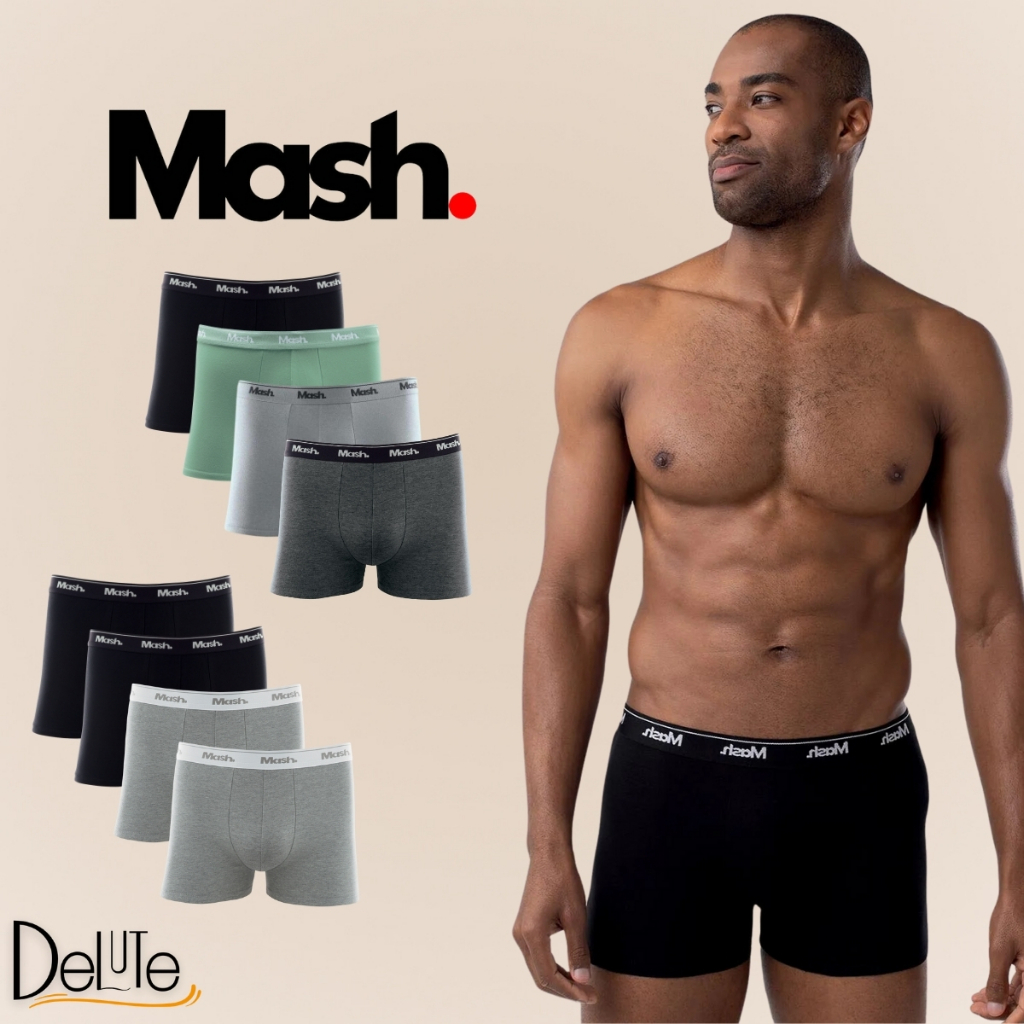 Kit Com 4 Cuecas Mash Modelo Boxer Box Em Algodao Cotton Masculino Adulto Basica Kit Com 4 Cuecas Mash Modelo Boxer Box Em Algodao Cotton Masculino Adulto Basica
