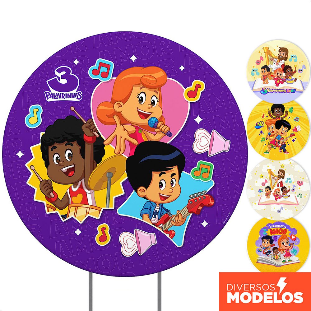 Painel de Festa 3 Palavrinhas Redondo Decoração Aniversário Infantil 1,50m Tecido Sublimado C/Elástico – Licenciado Painel de Festa 3 Palavrinhas Redondo Decoração Aniversário Infantil 1,50m Tecido Sublimado C/Elástico – Licenciado