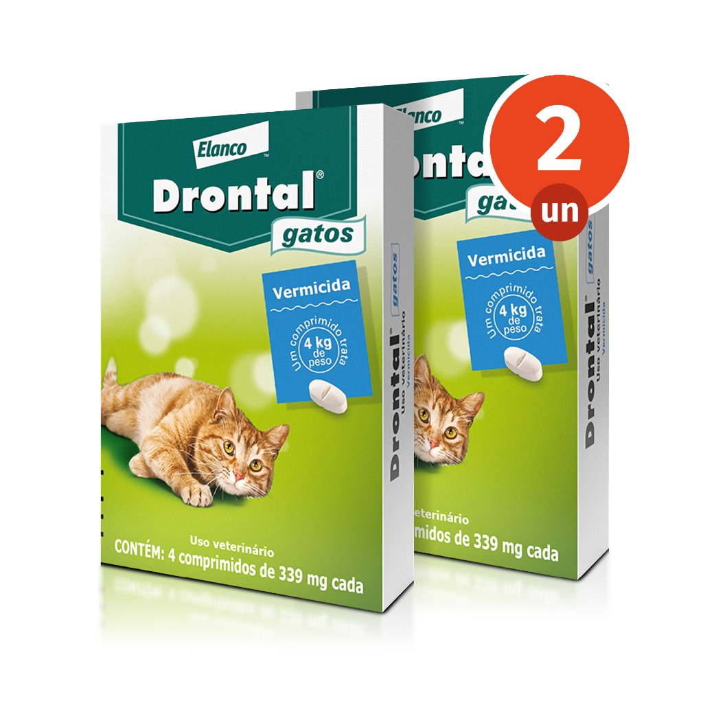 Kit 2 Vermífugo Drontal Gatos 4 Comprimidos para Gatos de até 4kg Elanco Kit 2 Vermífugo Drontal Gatos 4 Comprimidos para Gatos de até 4kg Elanco