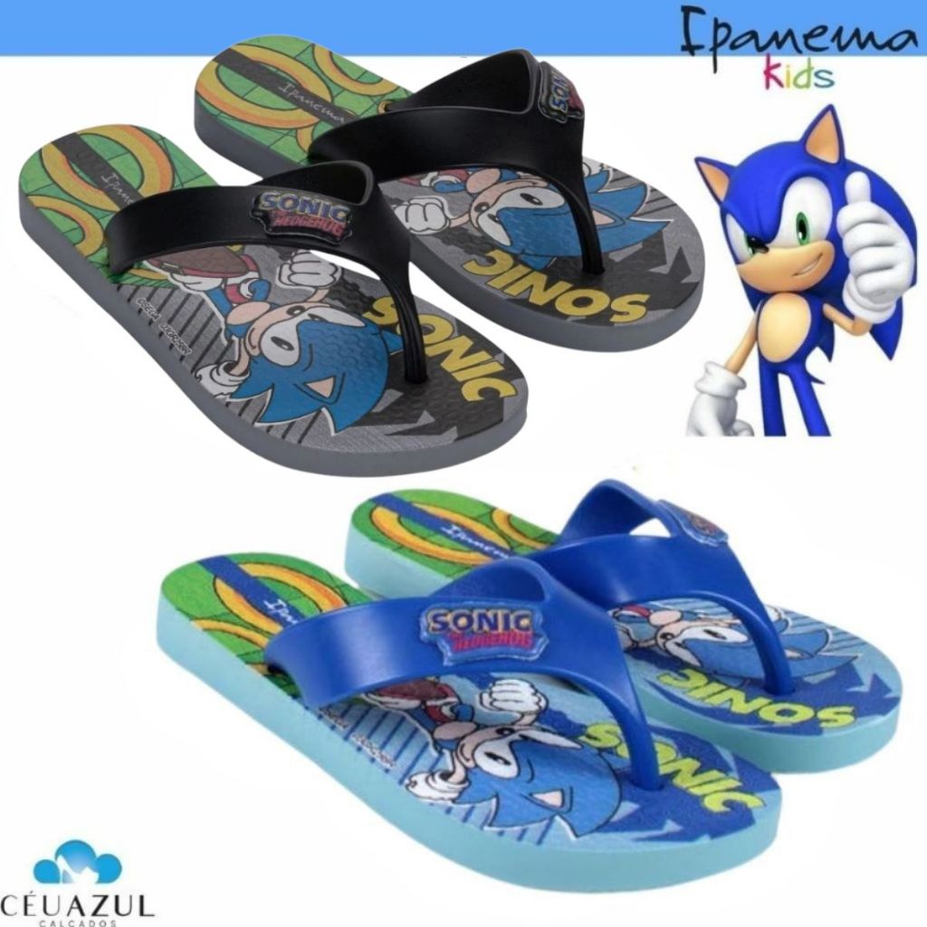 Chinelo Infantil Ipanema Masculino Sonic Play kids Conforto Chinelo Infantil Ipanema Masculino Sonic Play kids Conforto