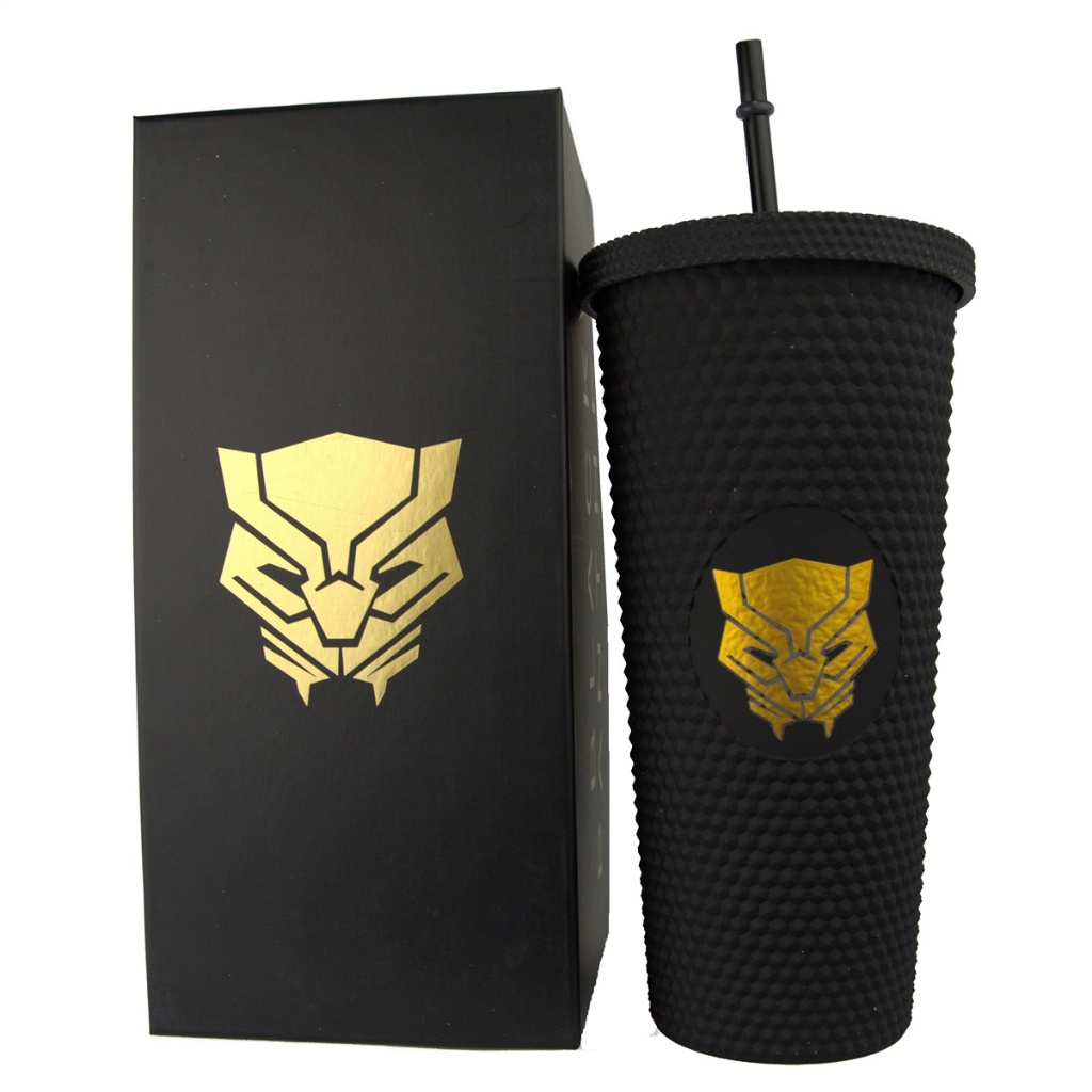 Copo Pantera Negra Marvel Oficial 710ml Preto Com Canudo Black Panther Copo Pantera Negra Marvel Oficial 710ml Preto Com Canudo Black Panther