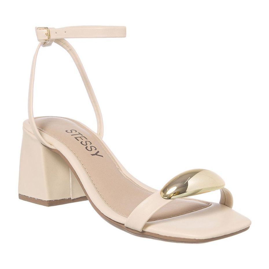 Sandália Feminina Stessy Salto Médio lesma Metalizado Casual Leve Verão Confortável Moda estilosa Sandália Feminina Stessy Salto Médio lesma Metalizado Casual Leve Verão Confortável Moda estilosa