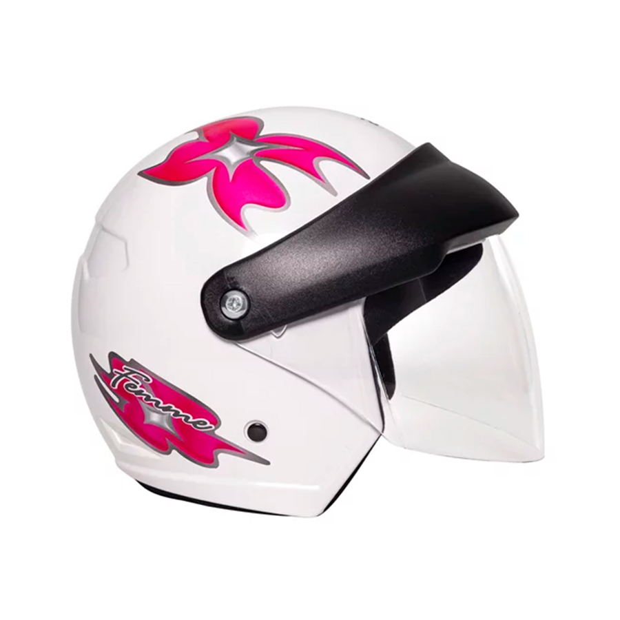 Capacete aberto Taurus Wind Visor Femme Branco e Pink com viseira acoplada Capacete aberto Taurus Wind Visor Femme Branco e Pink com viseira acoplada