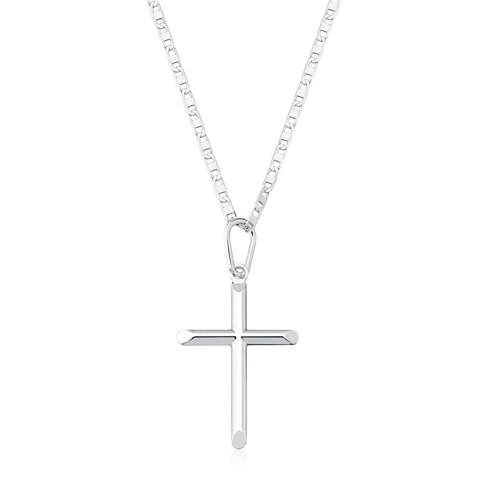 Cordão masculino de prata 925 Piastrine 60cm com cruz 2,8cm Cordão masculino de prata 925 Piastrine 60cm com cruz 2,8cm