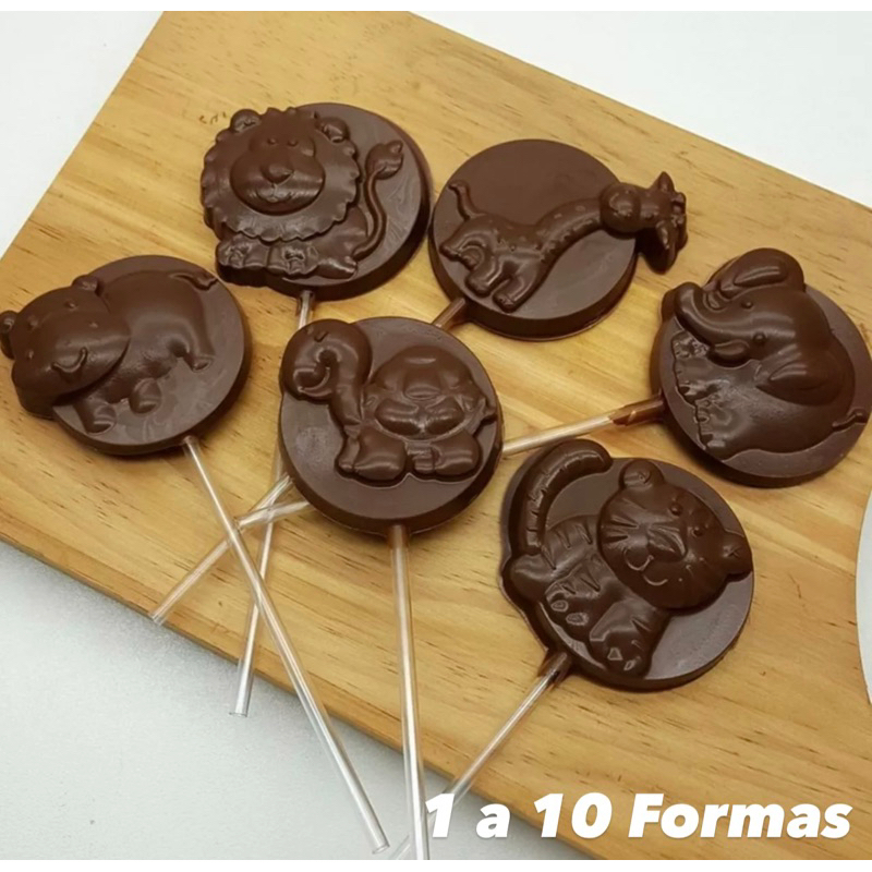 1~10 Forma Simples Pirulito Animais da Selva Safari 9791 – (D7) em Acetato BWB Para Bombom e Doces 1~10 Forma Simples Pirulito Animais da Selva Safari 9791 – (D7) em Acetato BWB Para Bombom e Doces