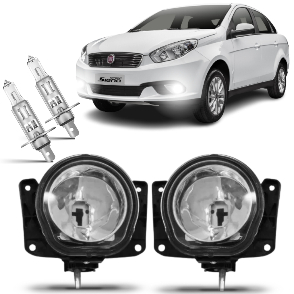 Par Farol Milha Fiat Grand Siena 2012 2013 2014 á 2018 + Lâmpada Par Farol Milha Fiat Grand Siena 2012 2013 2014 á 2018 + Lâmpada
