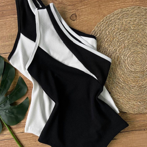 Body Um Ombro Só Bicolor Moda Verão 2024 Body Um Ombro Só Bicolor Moda Verão 2024