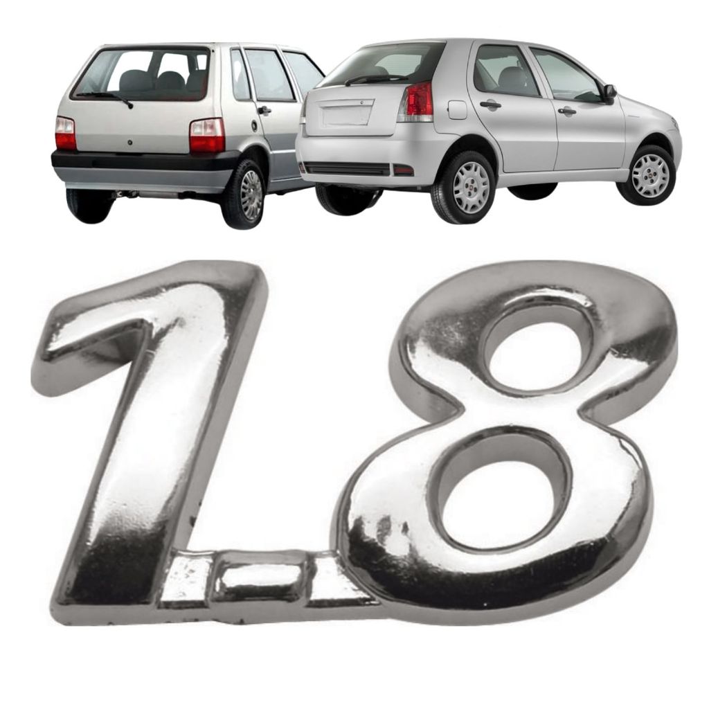 Emblema Letreiro 1.8 Carros Fiat 2000 a 2010 Cromado Emblema Letreiro 1.8 Carros Fiat 2000 a 2010 Cromado